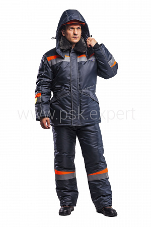 Костюм Комфорт т.серый/оранжевый (зимний) КОС628