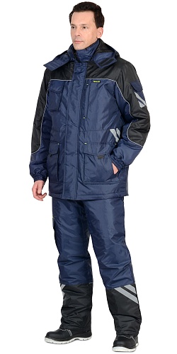 Костюм &quot;СИРИУС-ФОТОН&quot; зимний: куртка дл., брюки тёмно-синий с черным и СОП-25 мм.