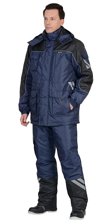 Костюм ФОТОН зимний: куртка дл., брюки темно-синий с черным и СОП 25 мм